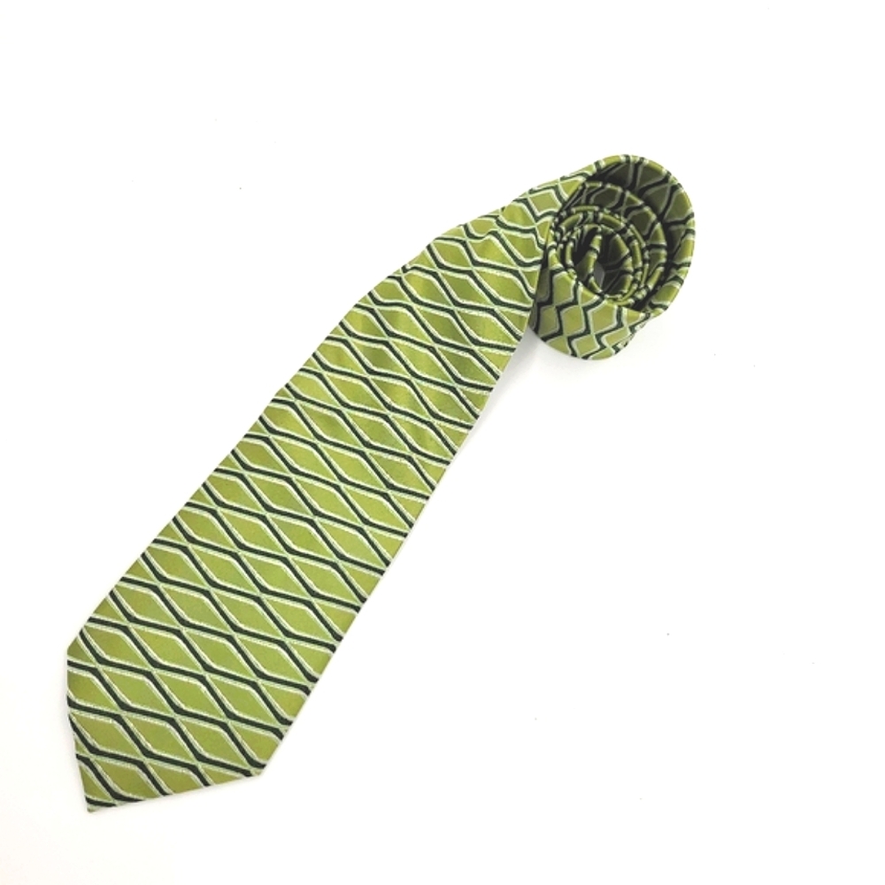 Saxony Collection Silk Green Diamond, dinosaur or snakeskin-like Tie